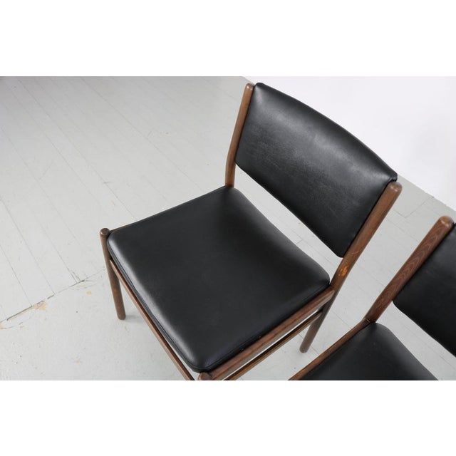 Wooden Chairs with Leatherette Upholstery, Italy, 1960s, Set of 3 For Sale - Image 14 of 18