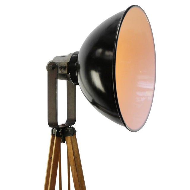 Vintage Industrial Wooden Floor Lamp For Sale - Image 4 of 7