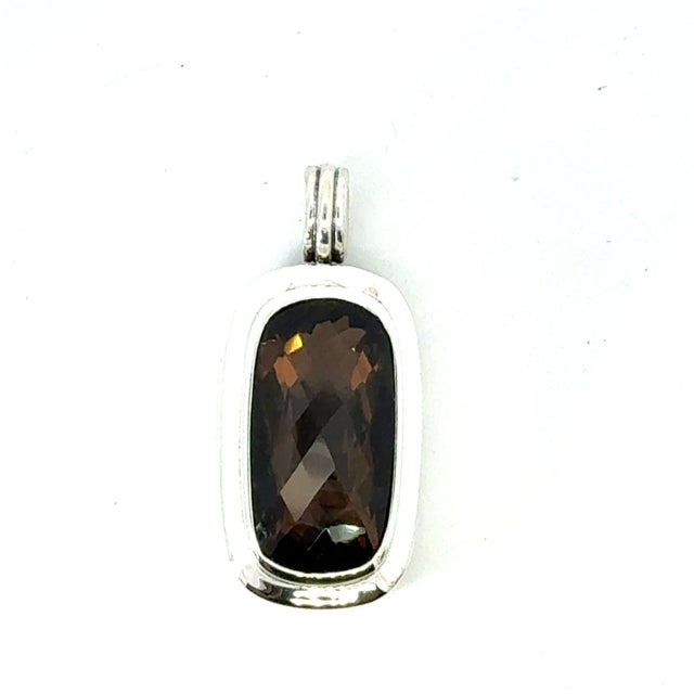 1990s David Yurman Large Smokey Topaz Albion Pendant Sterling Silver Estate For Sale In New York - Image 6 of 8