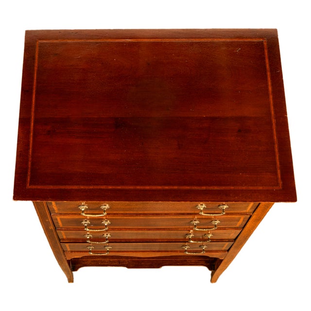 Antique Edwardian Sheraton Inlaid Mahogany Sheet Music File Cabinet Chest 1900 For Sale - Image 12 of 12