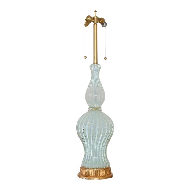 Vintage Murano White Opaline Glass Lamp For Sale