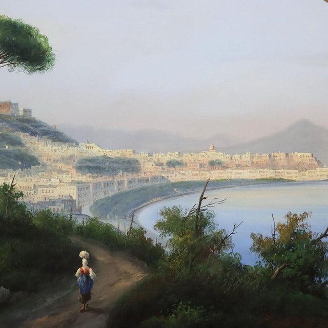 View of Naples, Gouache on Cardboard, Framed For Sale - Image 3 of 12