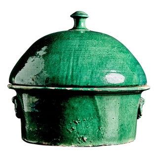 Large Green-Glazed Storage Pot, France, 19th Century For Sale