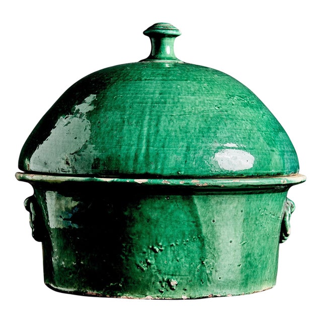 Large Green-Glazed Storage Pot, France, 19th Century For Sale