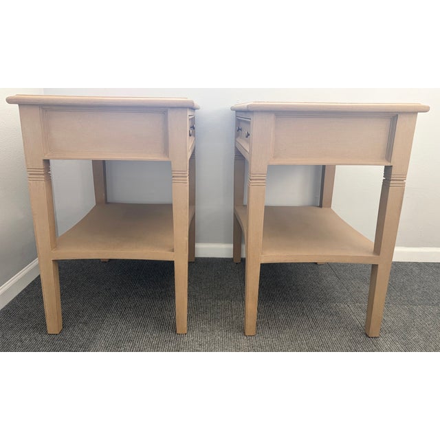 Wood Pair of Noir Oxford 1 Drawer Side Tables in Weathered Finish For Sale - Image 7 of 12