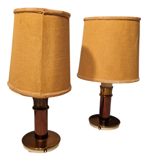 Bedside Lamps in Copper-Plated Brass with Lampshades from Stilnovo, 1960s, Set of 2