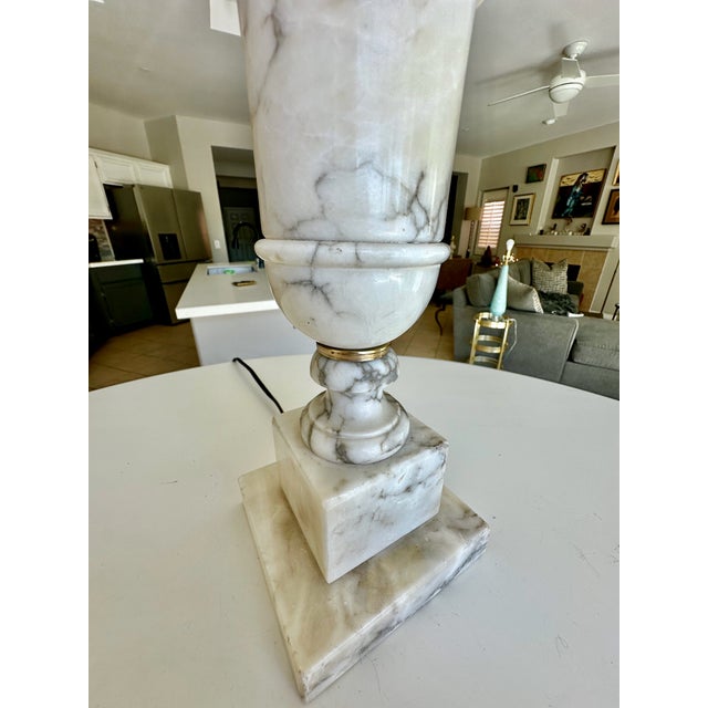 Single Italian Urn Neoclassic Alabaster Table Lamp For Sale - Image 14 of 15