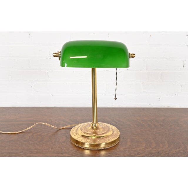 Vintage Art Deco Brass Banker's Desk Lamp For Sale - Image 10 of 10