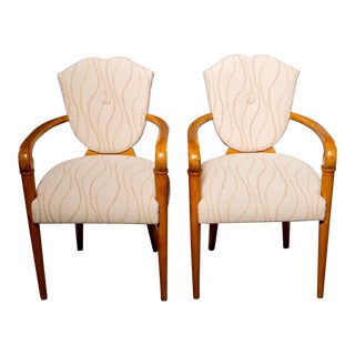 French Beech Bridge Chairs With New Upholstery - a Pair For Sale