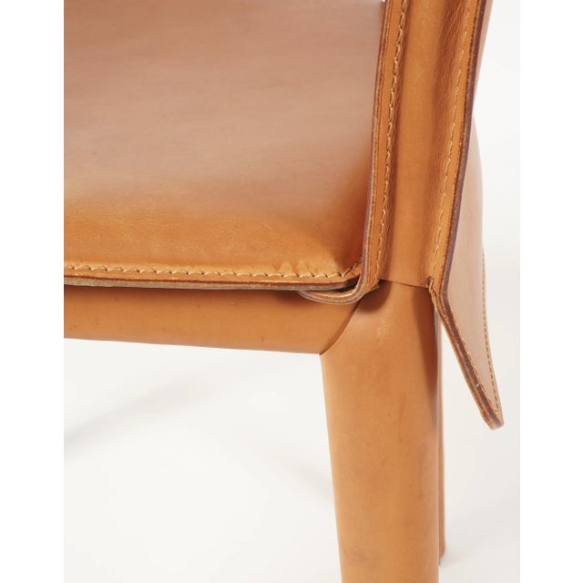 Tan 1990s Arper Stitched Leather Dining Chairs - Set of 4 For Sale - Image 8 of 10