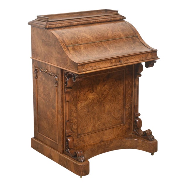 Victorian Burr Walnut Pop-Up Davenport Desk For Sale