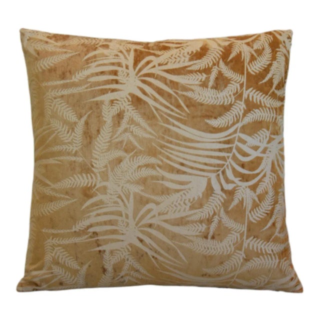 Custom-tailored pillow by Mike Seratt of The Prized Pig, in a luxurious velvet fabric, featuring a fern botanical design....
