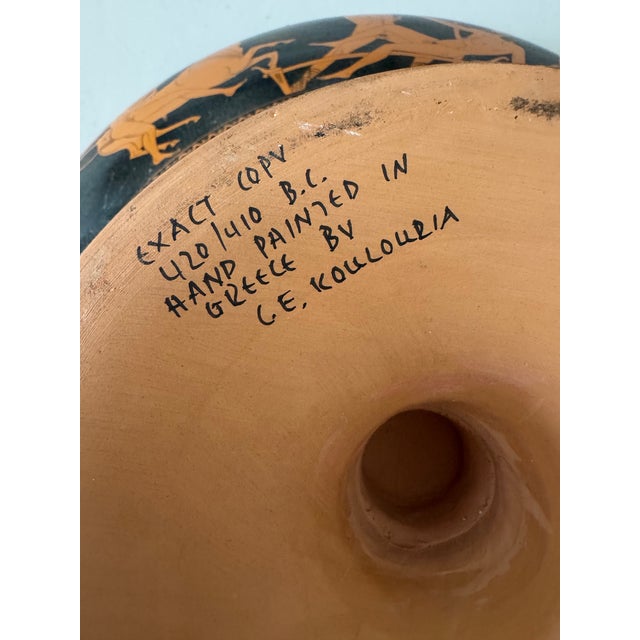 Ceramic Large Classical Greek Red-Figure Style Footed Bowl With Mythological Scene, Hand-Painted For Sale - Image 7 of 12