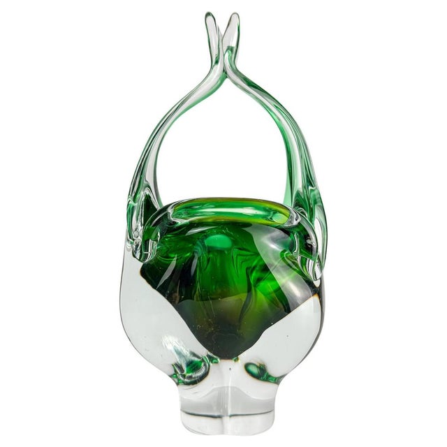 Green Glass Bowl by Josef Hospodka for Chribska Glassworks, 1970s For Sale - Image 9 of 9