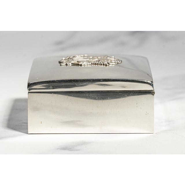 Mid Century Vintage Sterling Silver Box Eagle Emblem Desk Keepsake Box Luxury Home Decor For Sale - Image 11 of 14
