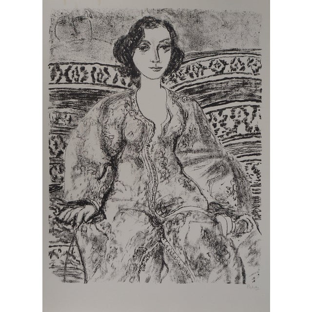 Leopoldo Presas, Young Woman on the Sofa, Lithograph For Sale