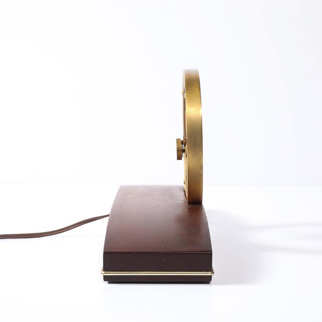 Brown Mid-Century Jefferson Golden View Electric Brass, Glass & Walnut Mystery Clock For Sale - Image 8 of 16