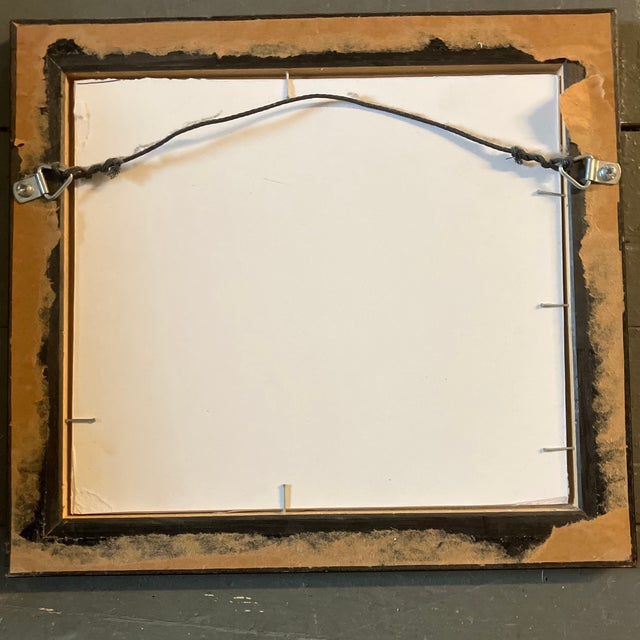 1980’s Original Wayne Cunningham Abstract Ink Drawing Burled Wood Frame For Sale - Image 4 of 4