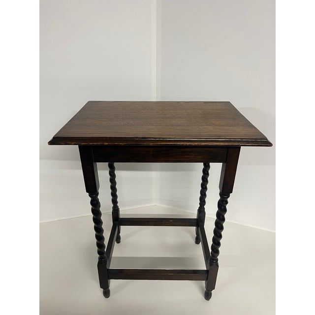 English 19th Century English Oak Barley Twist Rectangular Side Table For Sale - Image 3 of 12