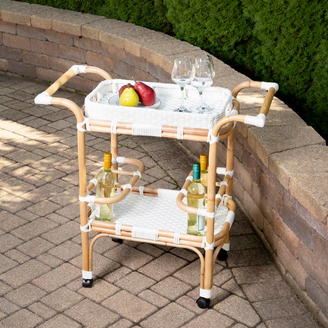Function, form and fun all come together on this beautiful PU Rattan weave serving cart. The simplistic design of this...