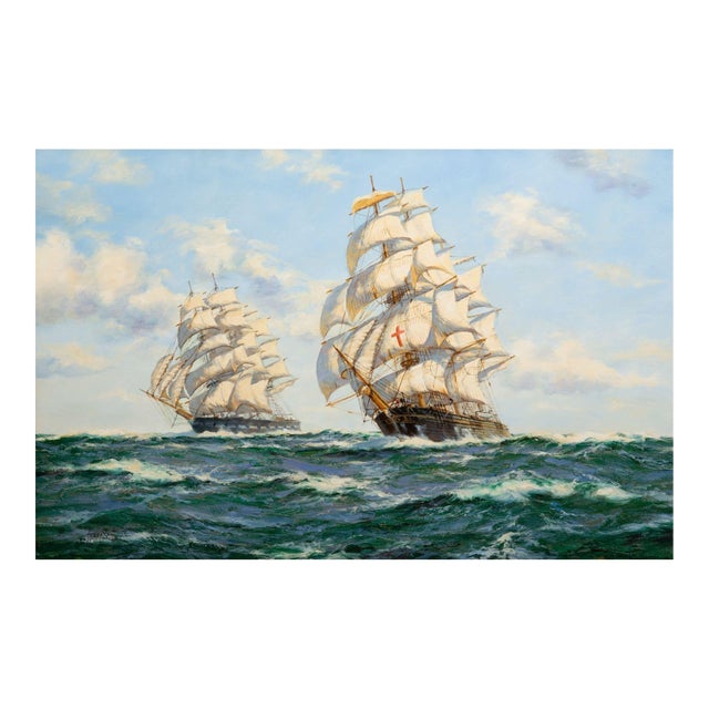 Fine Maritime Seascape Painting of American Clipper Ships by Henry Scott For Sale