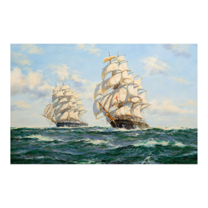 Fine Maritime Seascape Painting of American Clipper Ships by Henry Scott