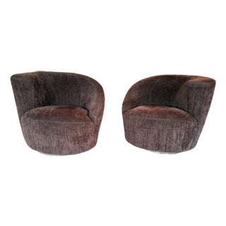 Weiman Kagan Style Nautilus Swivel Chair Pair For Sale