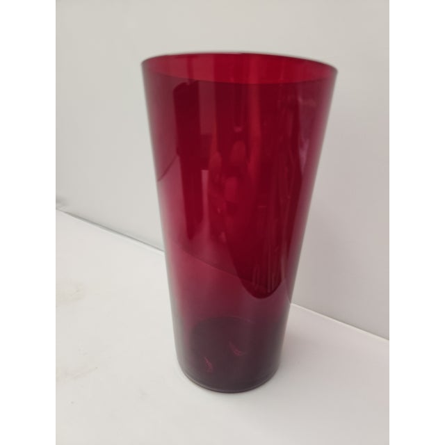 Mid 20th Century Ruby Red Flared Glasses- Set of 6 For Sale In Jacksonville, FL - Image 6 of 18