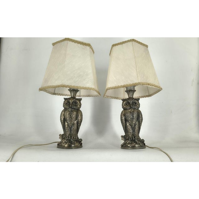 Silver Silver Owl Lamps from Loevsky & Loevsky, 1960s, Set of 2 For Sale - Image 8 of 11