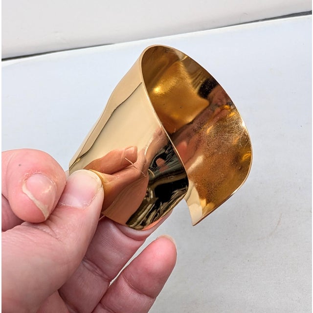 Vintage 1977 Signed Napier Book Piece Goldtone Wavy Cuff Bracelet For Sale - Image 9 of 12