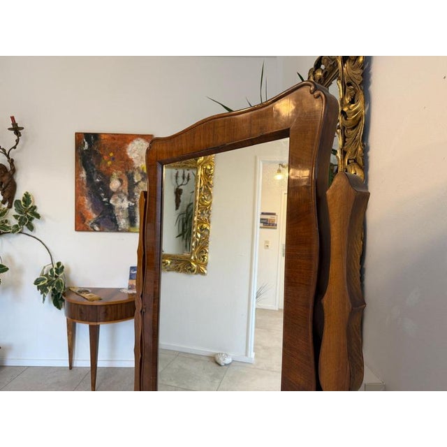 Antique Biedermeier Walnut Veneered Tailor's Mirror For Sale - Image 10 of 18