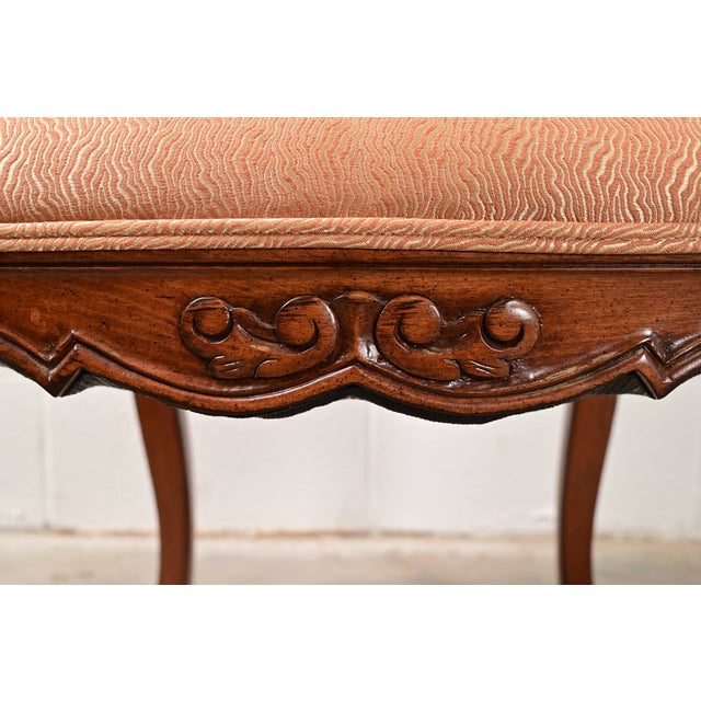 Wood Baker Furniture French Provincial Louis XV Carved Walnut Dining Chairs, Set of Six For Sale - Image 7 of 11
