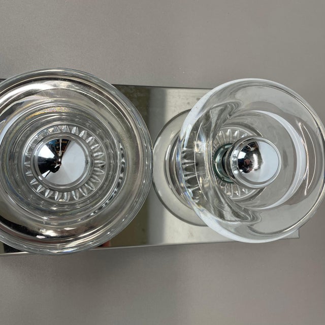 Metal Space Age Original Metal Chrome Glass Wall Sconce from Cosack Lights, Germany, 1970s For Sale - Image 7 of 18