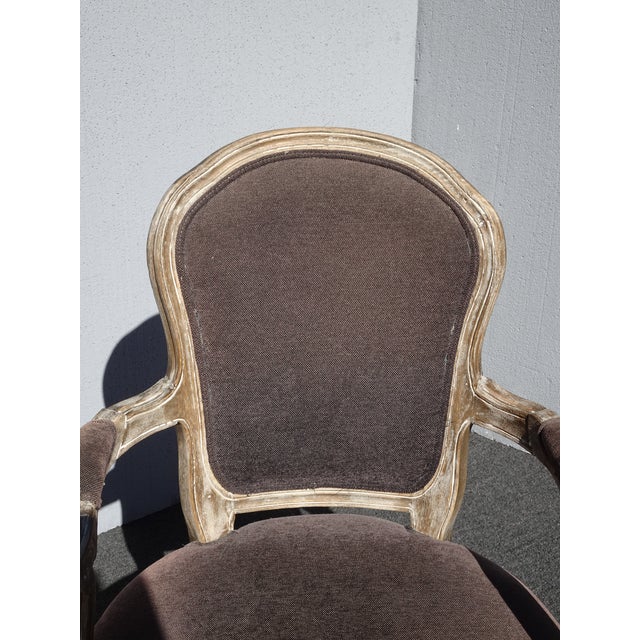 Restoration Hardware Vintage Restoration Style French Side Chair W Brown Velvet For Sale - Image 4 of 12