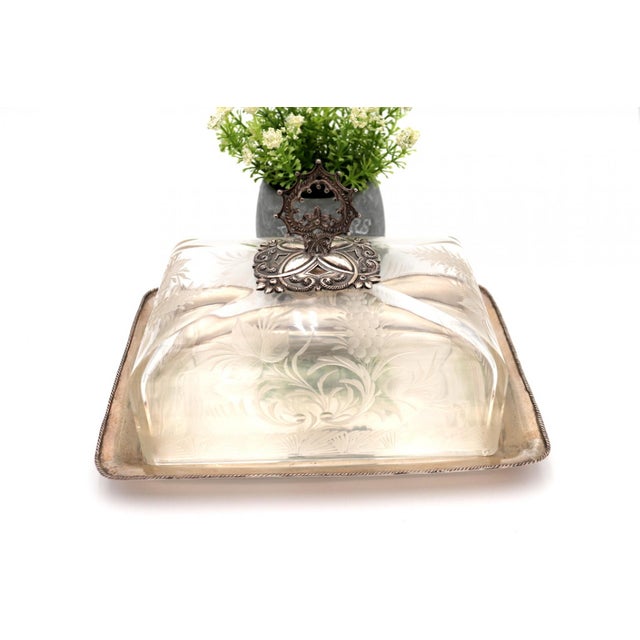 Glass Cheese Bowl with Floral Reliefs For Sale - Image 6 of 7