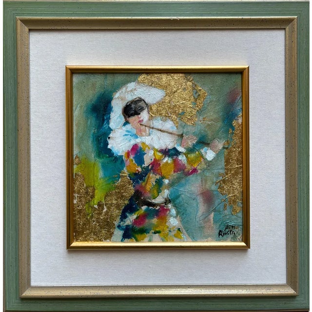 Rivolta, Harlequin, 20th Century, Mixed Media Painting, Framed For Sale