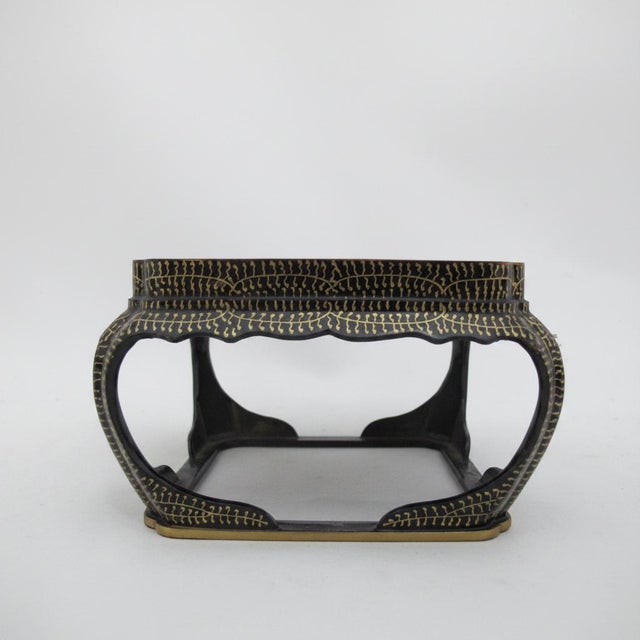 Japanese Hina Doll Black & Gold Floral Lacquer Display Stand Set For Sale - Image 14 of 14