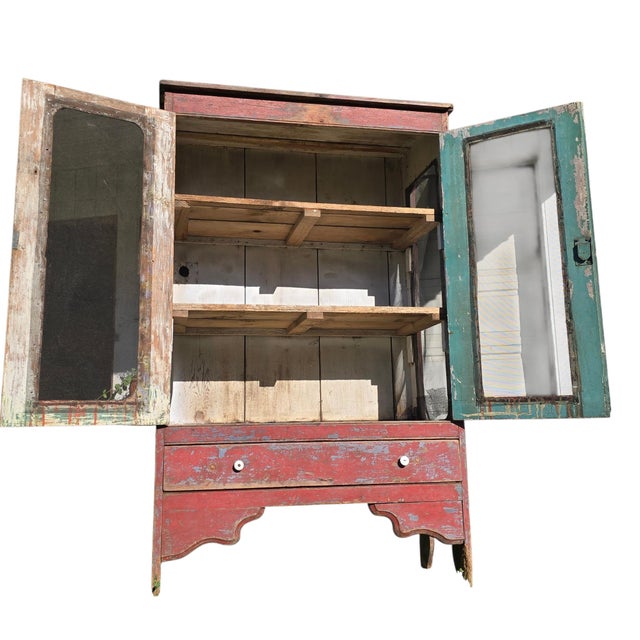 Farmhouse Mid 19th Century Early Painted Pie Safe For Sale - Image 3 of 10
