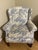 1980s Traditional Blue & White Toile Wingback Accent Chair For Sale - Image 4 of 12