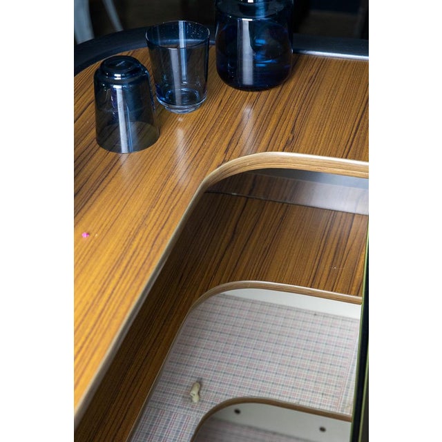 Textile Mid-Century Home Cocktail Bar in Teak Wood and Black Faux Leather, 1960s For Sale - Image 7 of 8