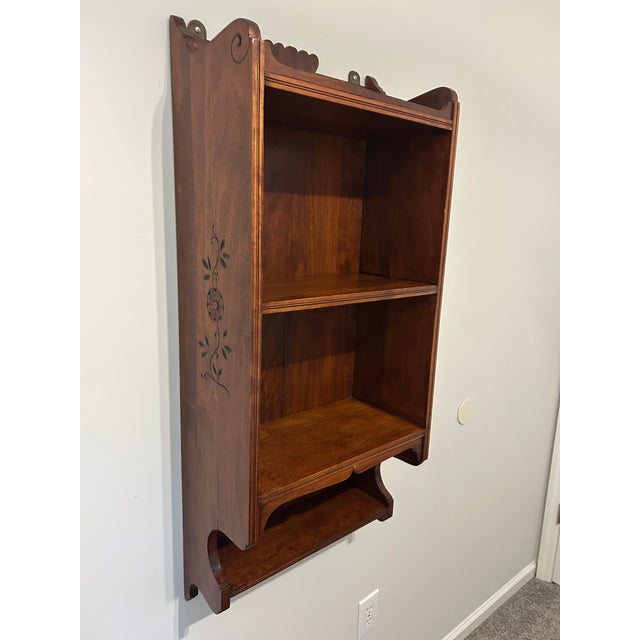Victorian Victorian Walnut Wall Shelf With Incised Floral Decoration, Circa 1880s For Sale - Image 3 of 3