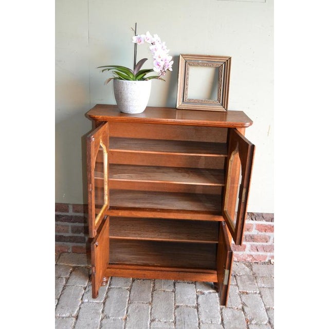 19th-century Dutch oak display cabinet, bookcase, shop cabinet, china cabinet, library cabinet, or gate cabinet. Height:...