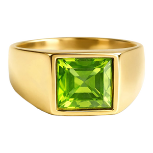 Peridot Gemstone Unisex Signet Ring in 925 Sterling Silver