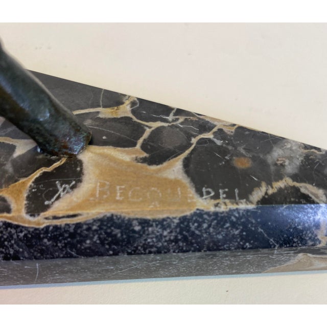 André Vincent Becquerel Art Deco Bronze Bird Sculpture on Portoro Marble Base For Sale - Image 4 of 7