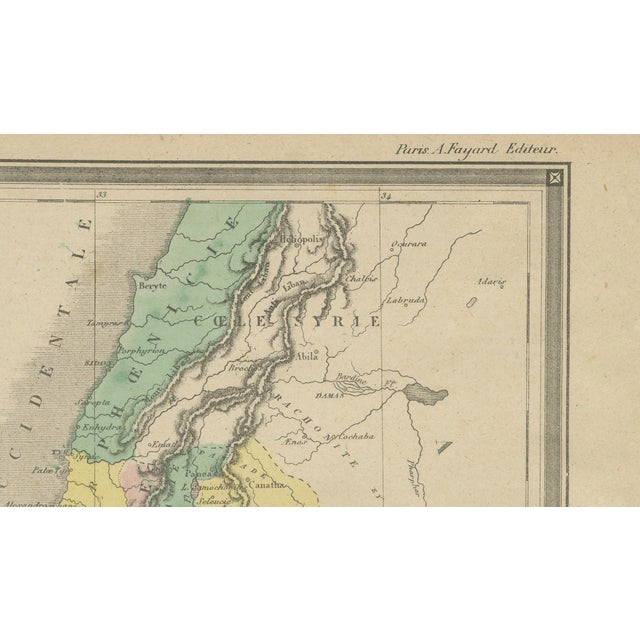 Palestine Divided Into Tribes Map with Ancient Jerusalem, Paris, 1850s For Sale - Image 5 of 11