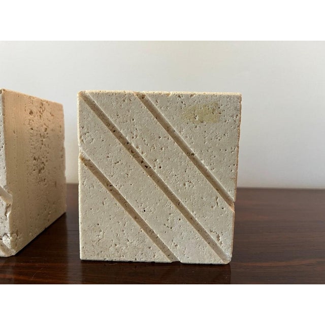 Vintage Travertine Cube Bookends by Fratelli Mannelli - a Pair For Sale In Columbia, SC - Image 6 of 9