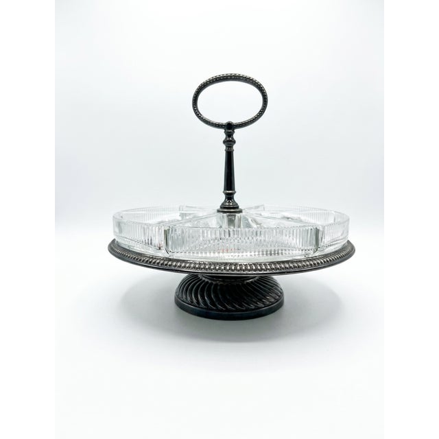 Vintage Glass Serving Tray with Silvered Handle, 1980s For Sale - Image 3 of 6