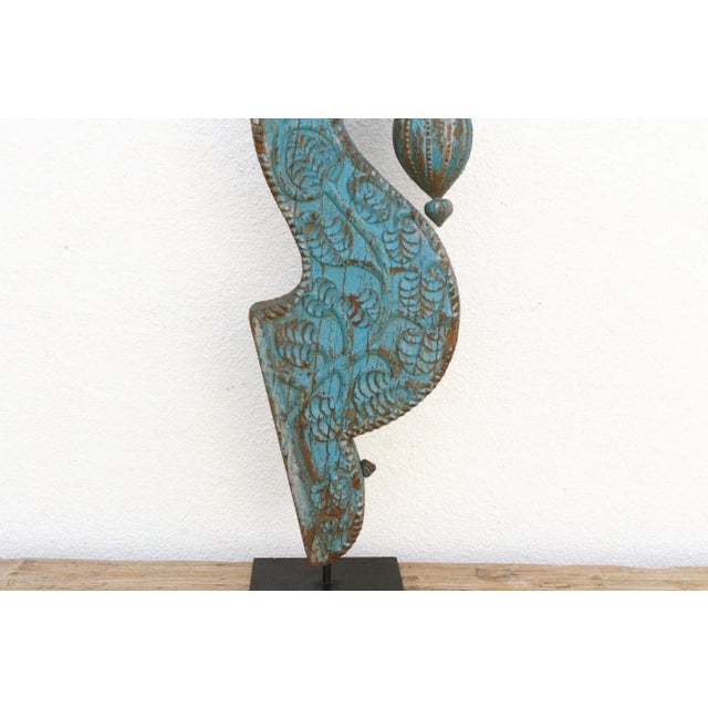 19th Century 19th Century Blue Peacock Wooden Corbel For Sale - Image 5 of 11
