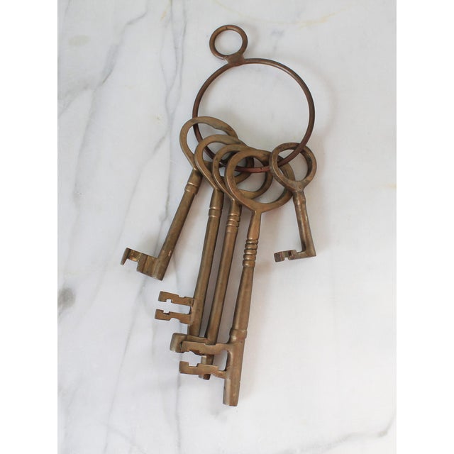 Mid-Century Modern Vintage Brass Skeleton Keys For Sale - Image 3 of 6