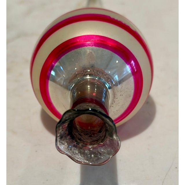 Vintage Small Silver and Pink Mercury Glass Tree Topper For Sale - Image 4 of 9